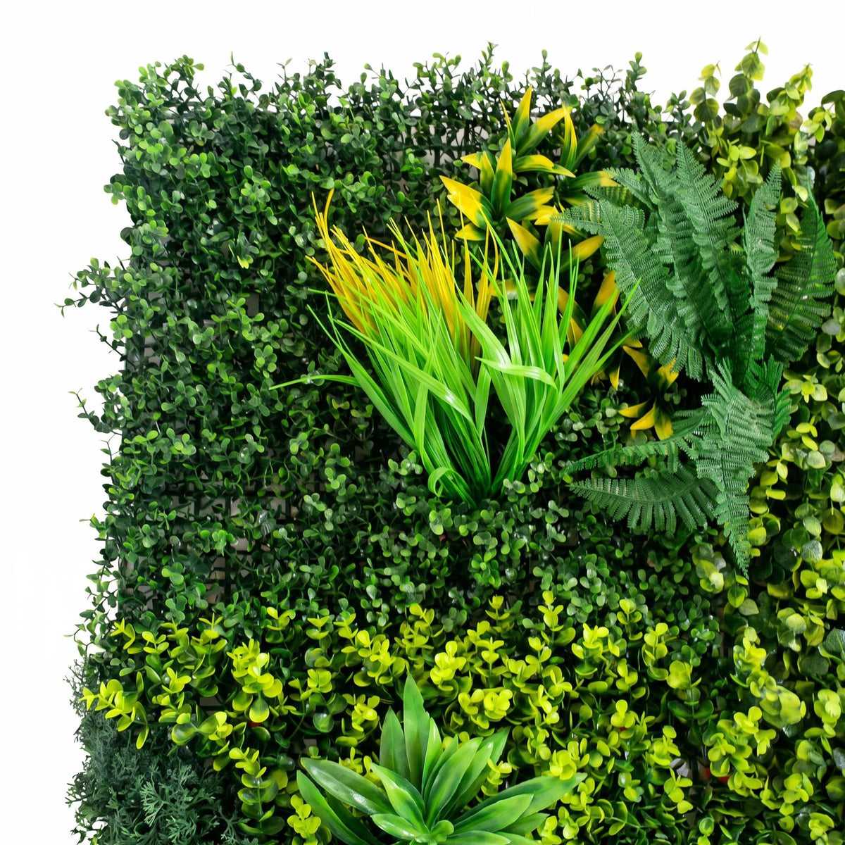 100cm Artificial Mixed Green Foliage Wall Panel with Ferns and Yellow Grass Accents – image 5