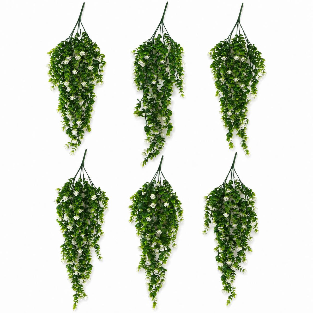 70cm Artificial Trailing Green & White Flowering Hanging Plant Faux Foliage – image 5