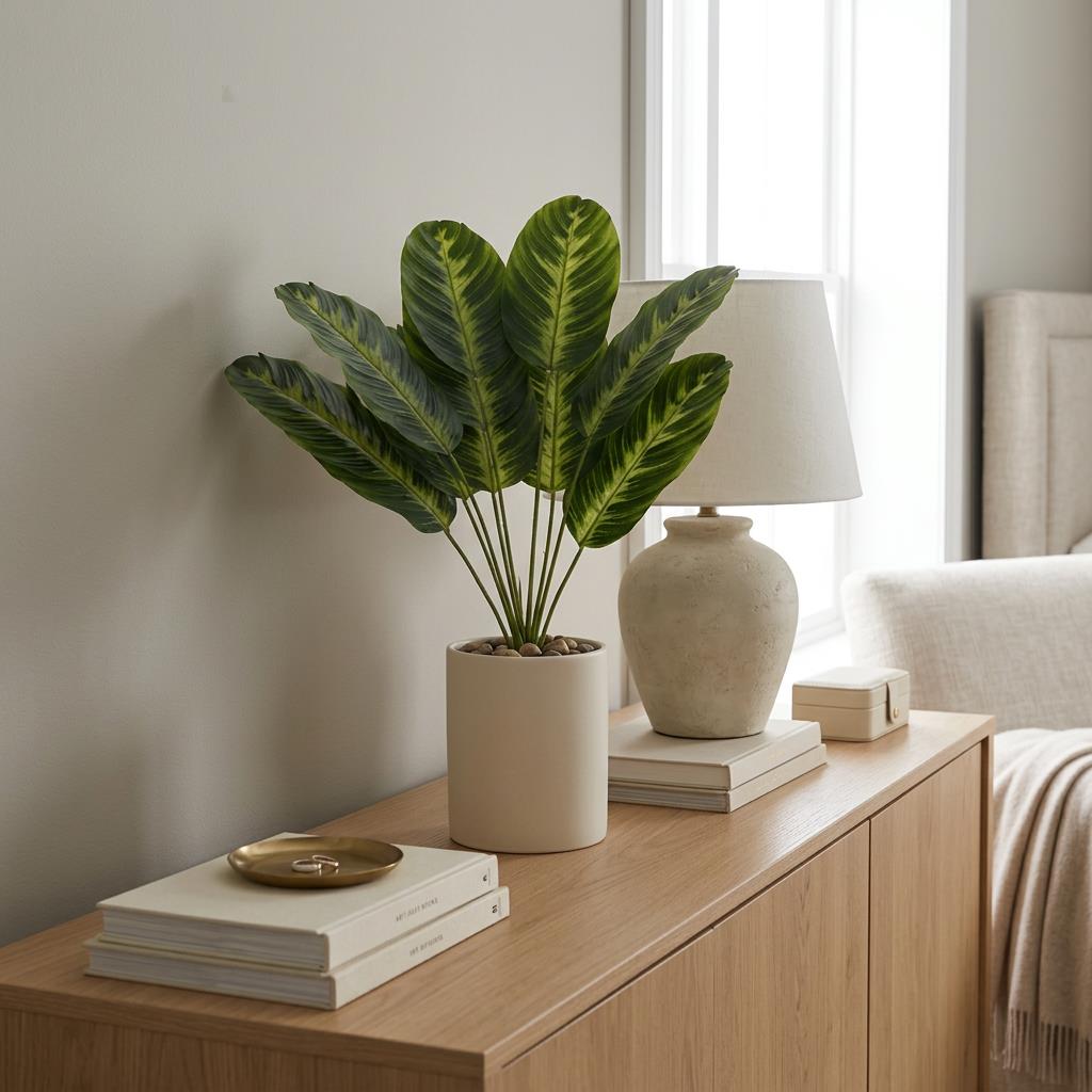 65cm Artificial Dieffenbachia Style Stem Plant Large Faux Green Foliage Arrangement – image 2