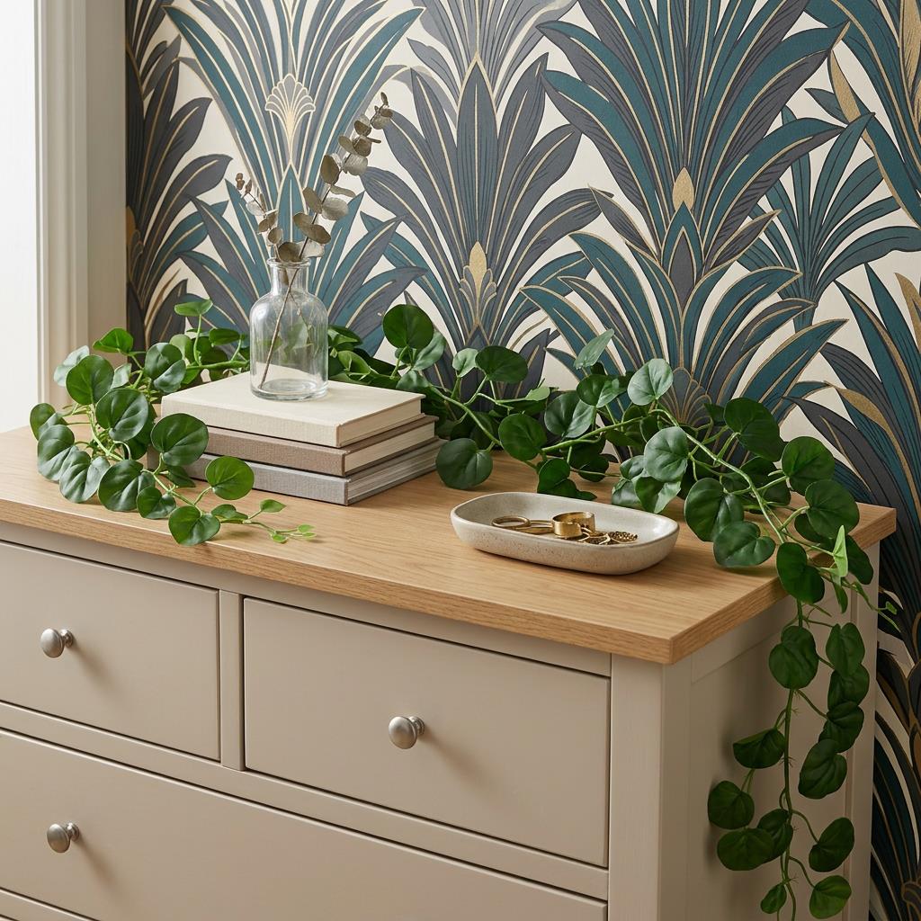 160cm Artificial Round Pilea Leaf Garland Hanging Decoration – image 2