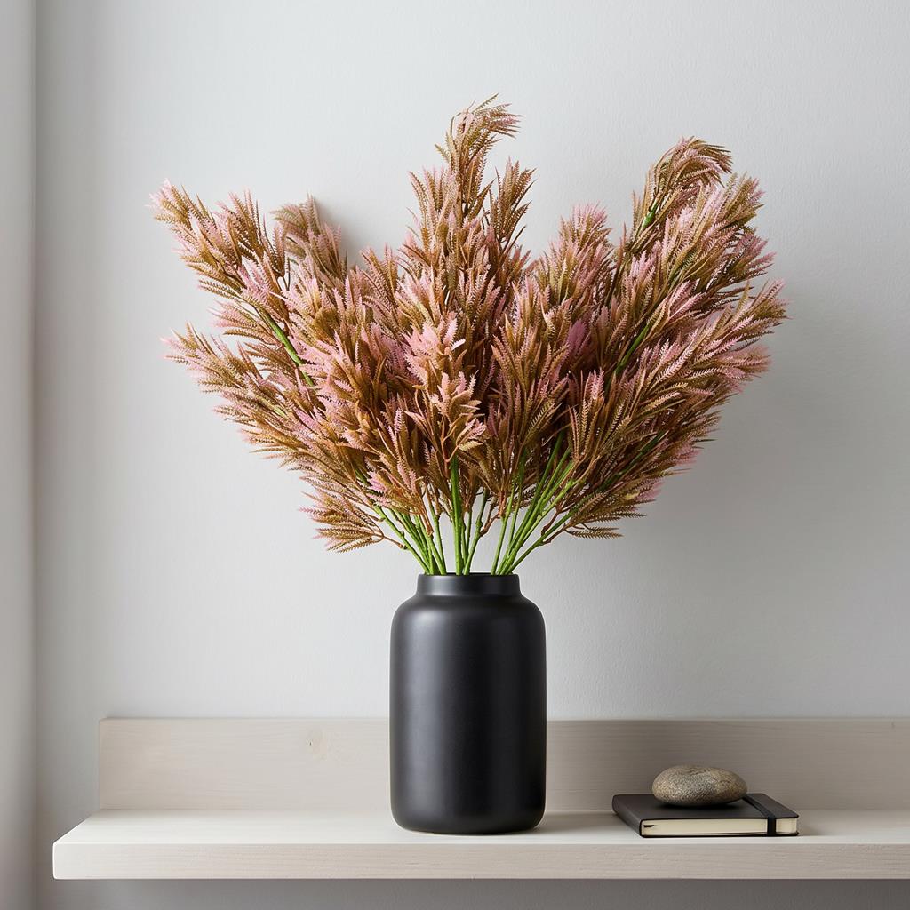 75cm Artificial Pink Heather Fern Bush Stem – image 2