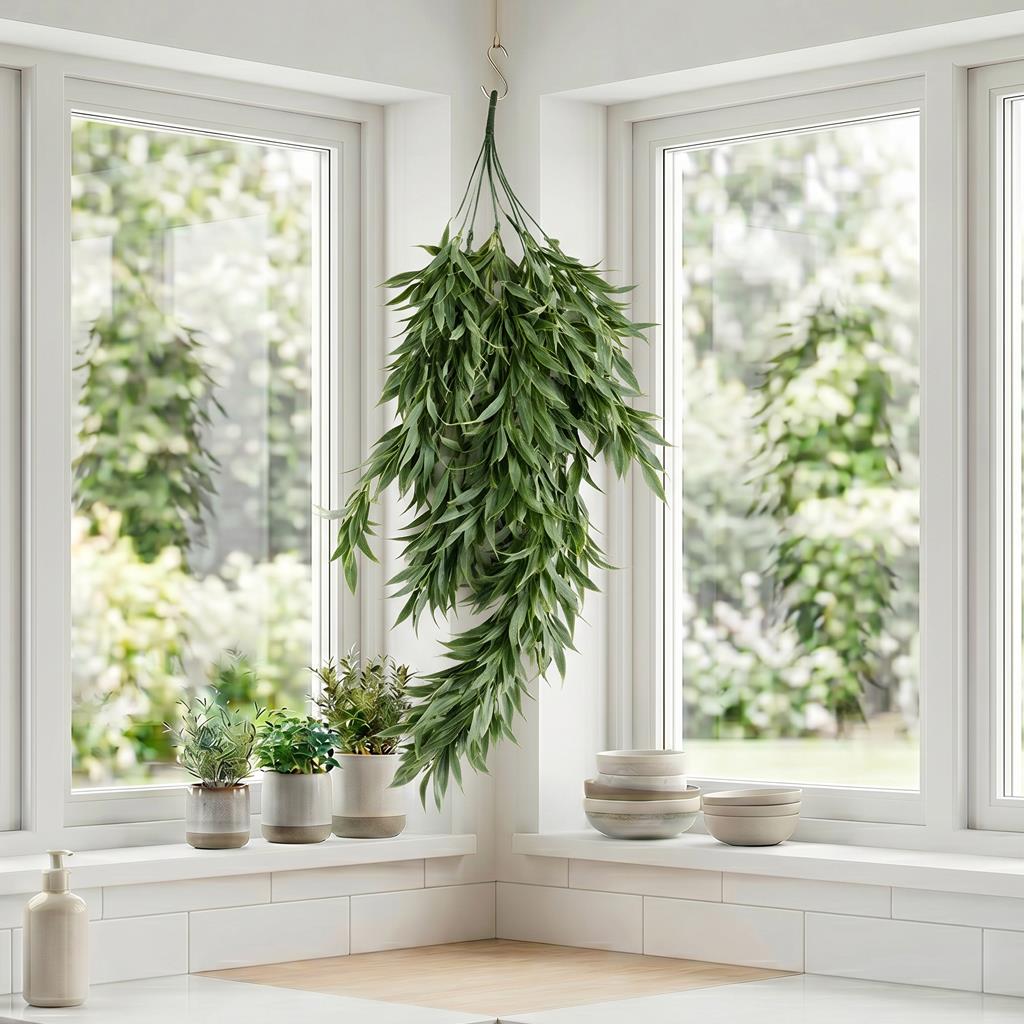 80cm Artificial Italian Ruscus Hanging Plant with Realistic Foliage - Sage Green – image 2