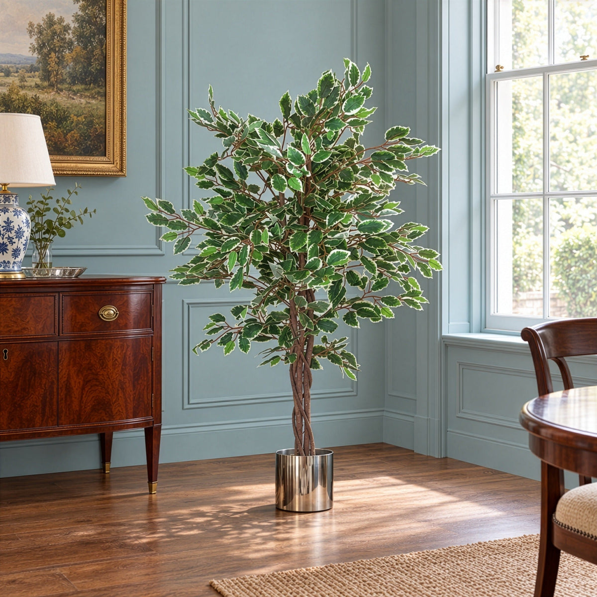 130cm LARGE Realistic White Edge Ficus Artificial Plant Tree