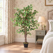 130cm LARGE Realistic White Edge Ficus Artificial Plant Tree