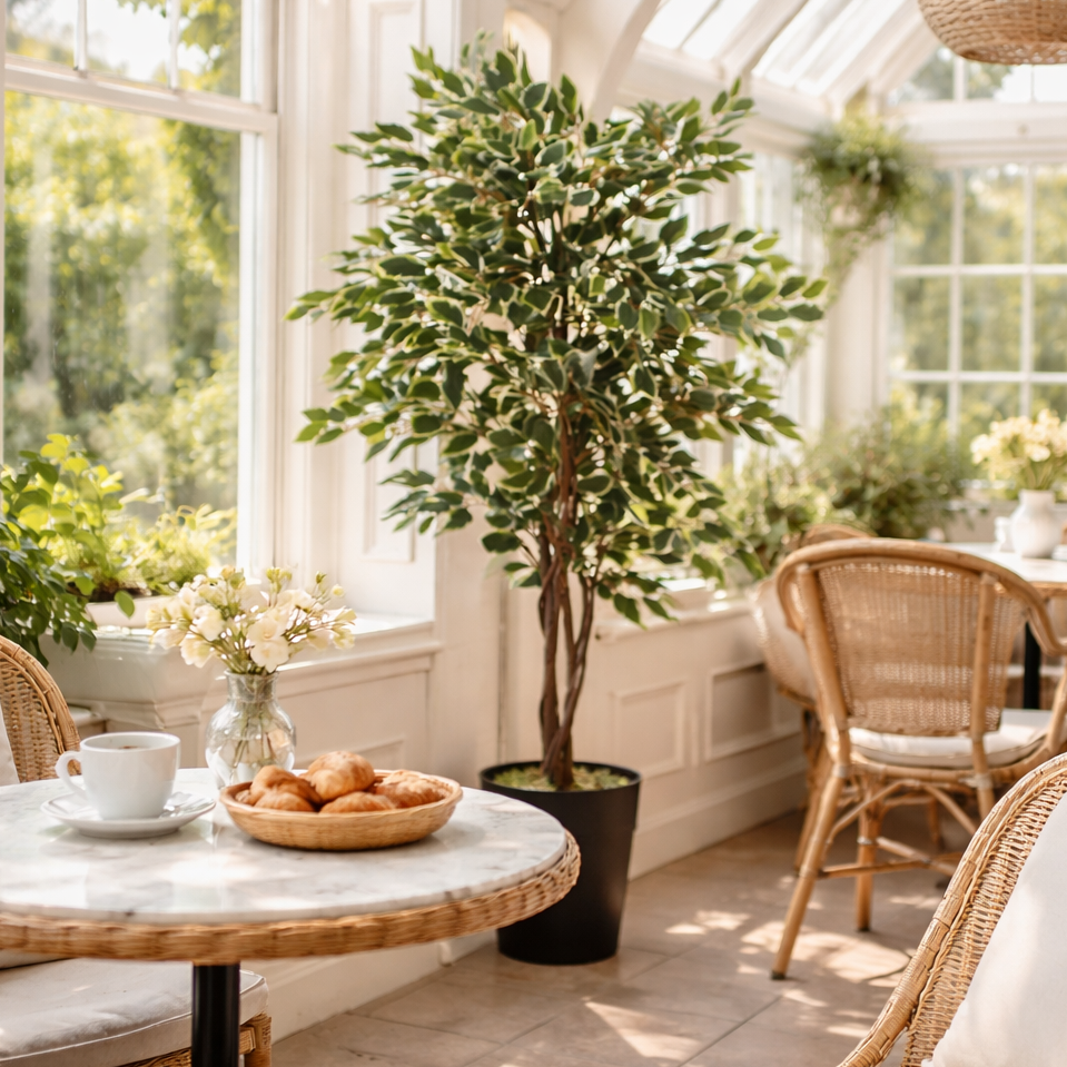 130cm LARGE Realistic White Edge Ficus Artificial Plant Tree – image 2