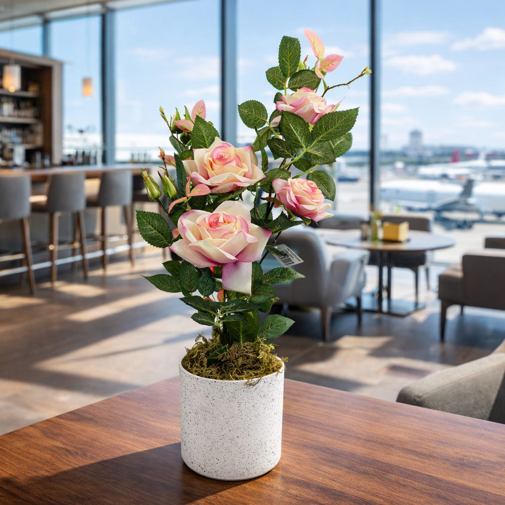 50cm Artificial Pink Rose Plant – image 7