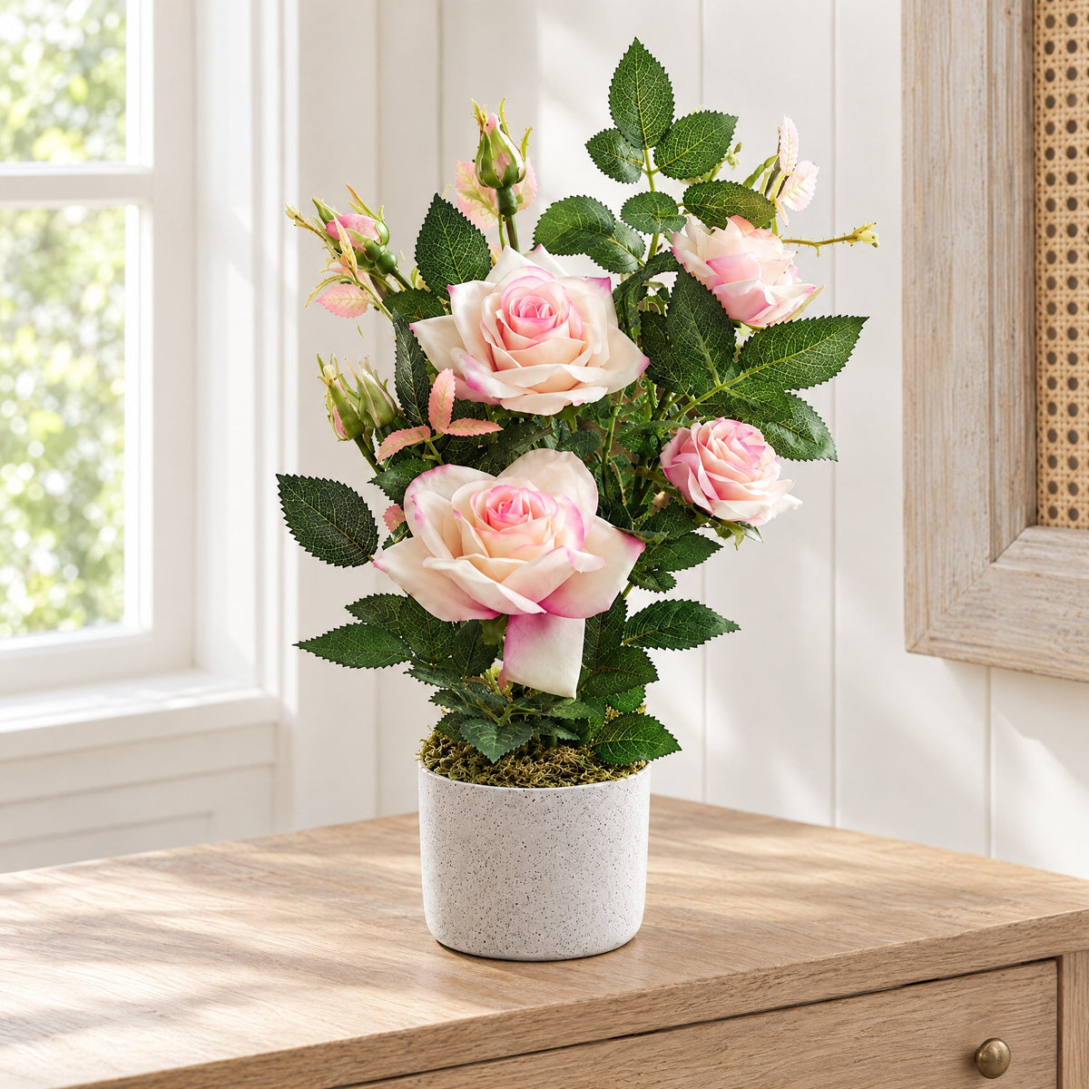 50cm Artificial Pink Rose Plant