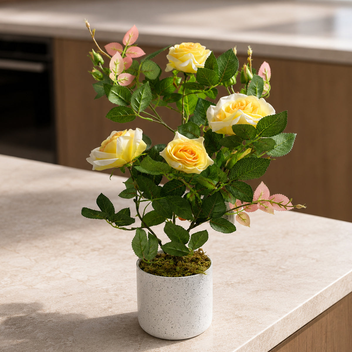 50cm Artificial Yellow Rose Plant