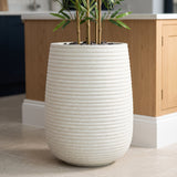 41cm x 30cm Mikos Large Ridged Composite Planter - Stone Colour