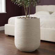 46cm x 40cm Mikos Extra Large Ridged Composite Planter - Stone Colour