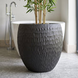 43cm Inoke Embossed Large Grey Composite Planter Plant Pot