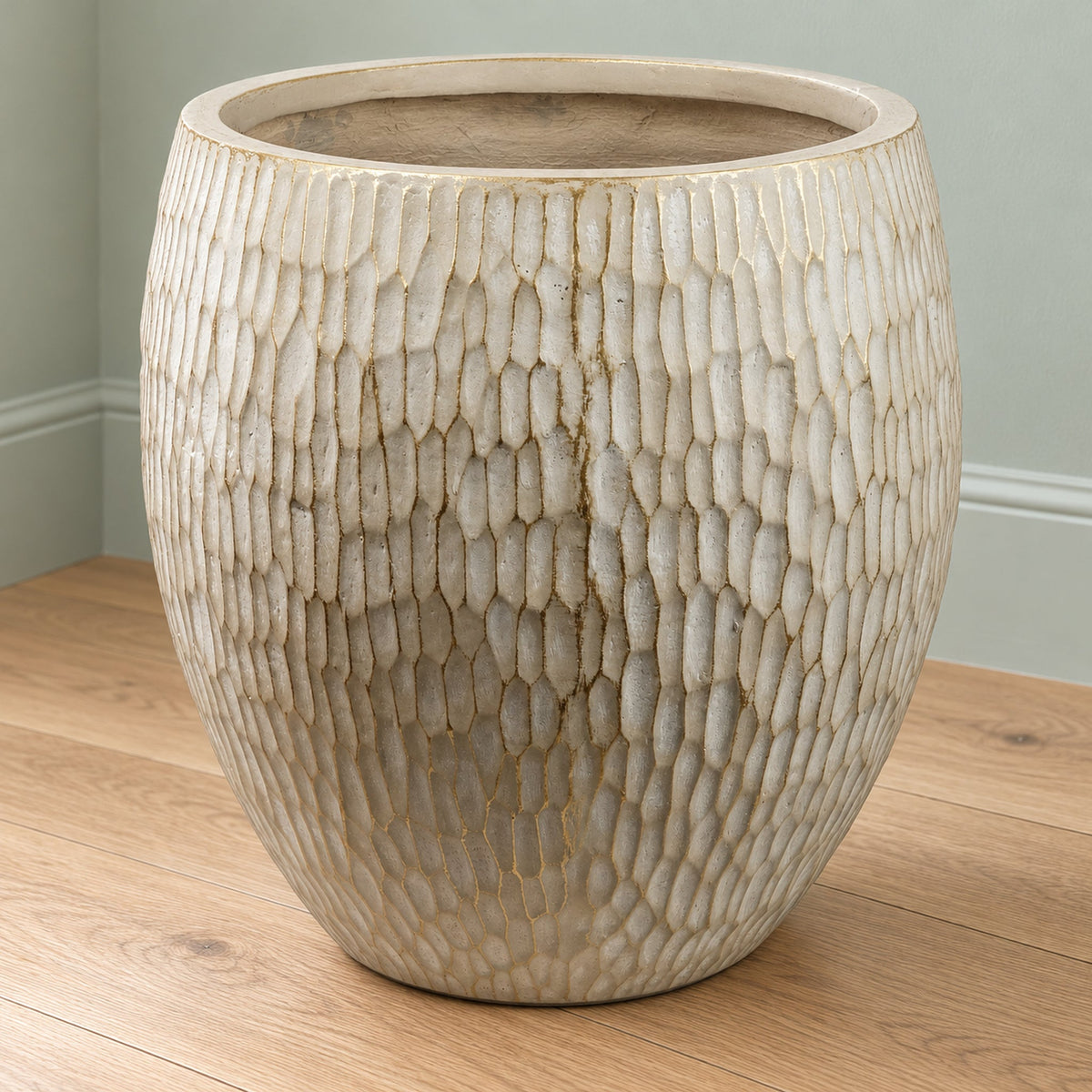 43cm Inoke Embossed Large Stone Colour Composite Planter Plant Pot