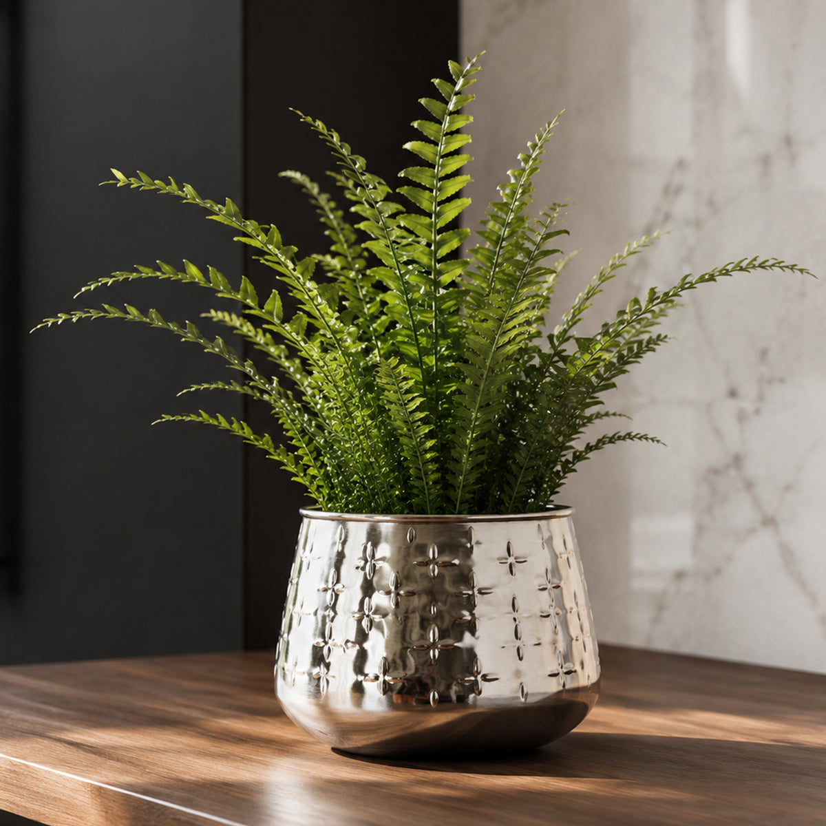 18cm Silver Cross Metal Planter by Leaf – image 2