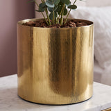 18cm Gold Etched Metal Planter by Leaf