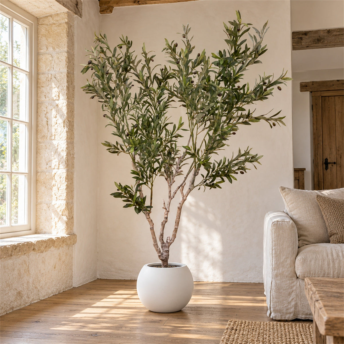 XXL Artificial Olive Tree 2m (200cm) With decorative planter