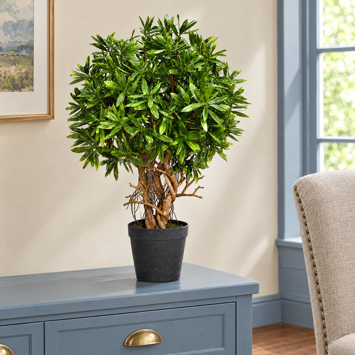 45cm Artificial Fire Retardant Mini Ficus Topiary Ball Plant