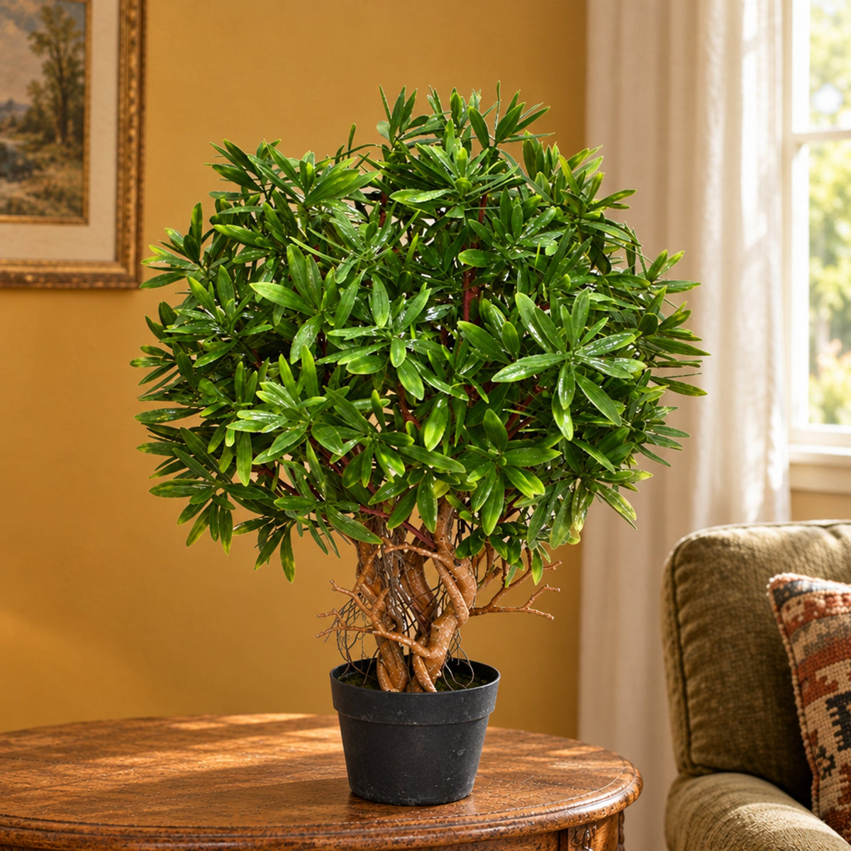 45cm Artificial Fire Retardant Mini Ficus Topiary Ball Plant