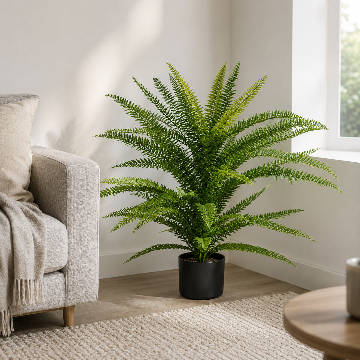 75cm Artificial Fire Retardant Plastic Boston Fern Plant with 49 Leaves