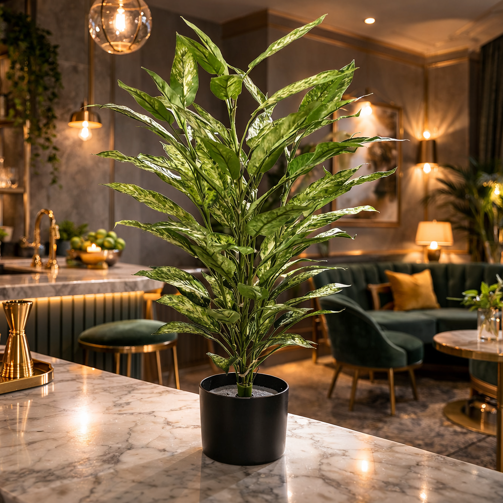 80cm Artificial Fire Retardant Aglaonema Bush with 72 Leaves – image 2