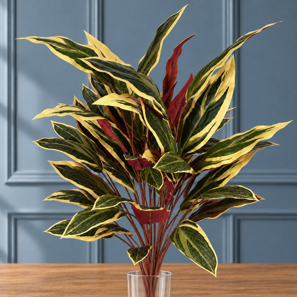 90cm Artificial Fire Retardant Caladium Bush 49 Leaves