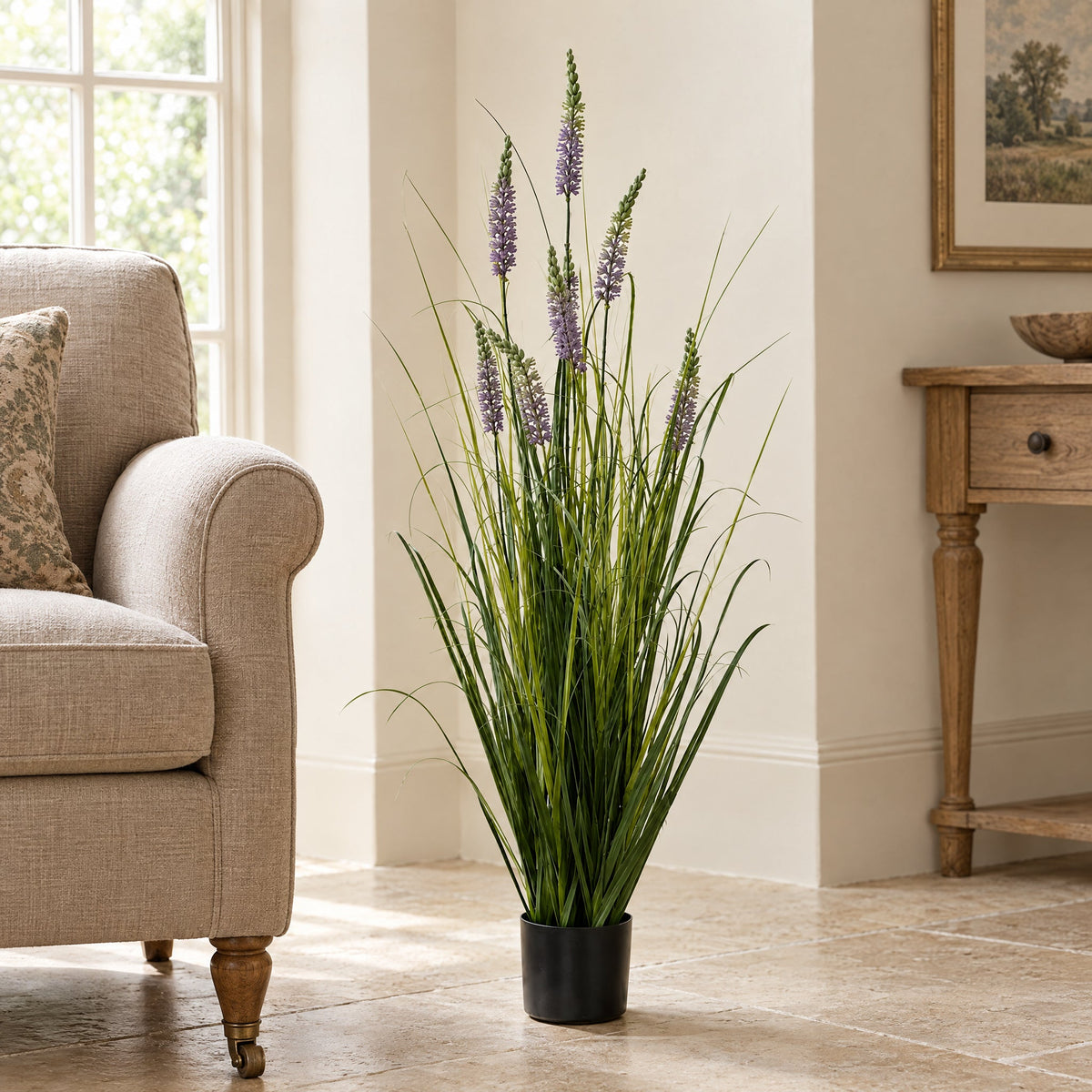125cm Artificial Lavender Grass with Pot