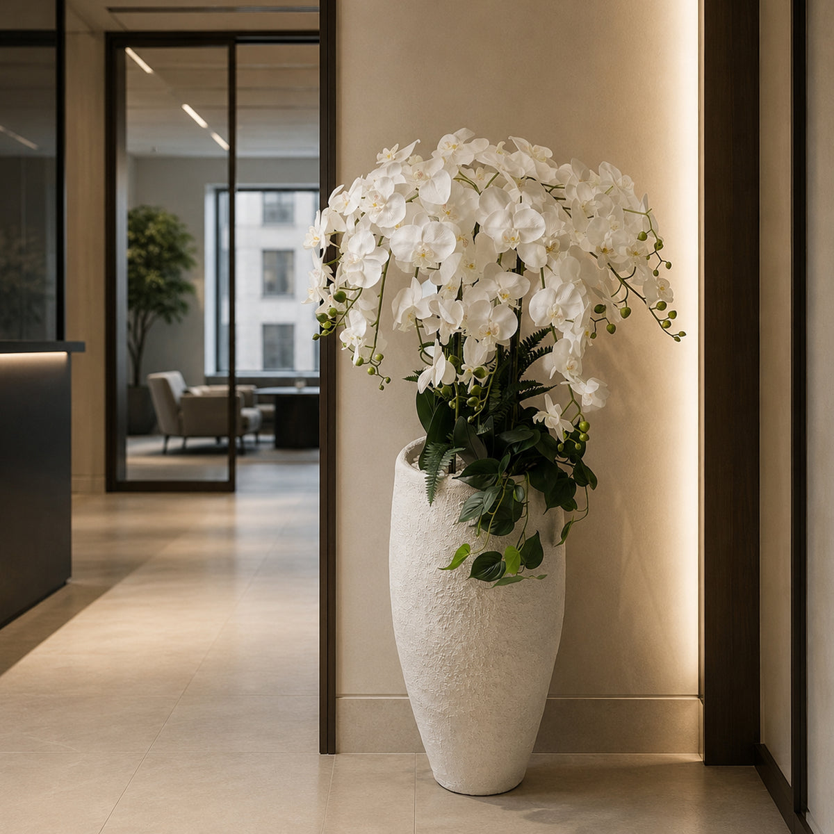 150cm White Orchid Potted Display Artificial