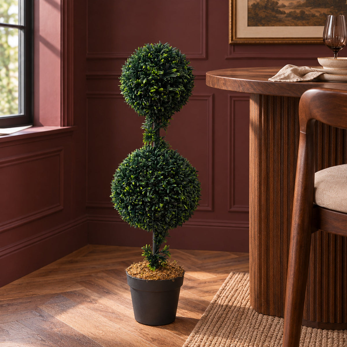 90cm Podocarpus Double Ball Topiary Tree Artificial