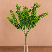 32cm Artificial Boxwood Style Foliage Spray Stem Faux Green Leaf Bush
