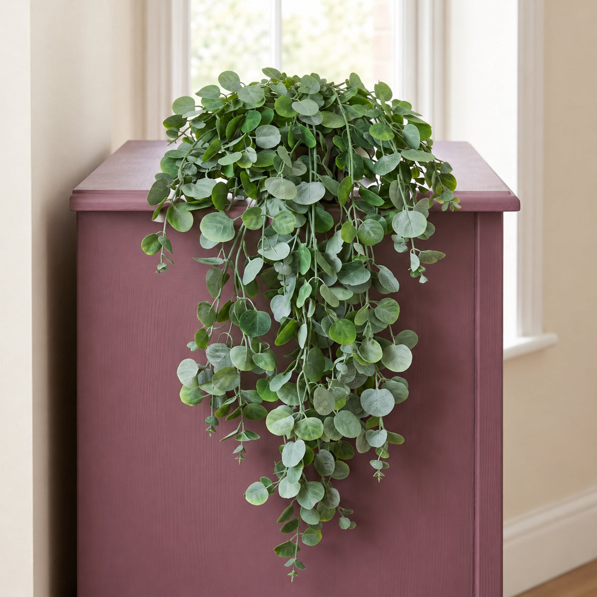 75cm Artificial Trailing Round Leaf Plant - Soft Eucalyptus Green