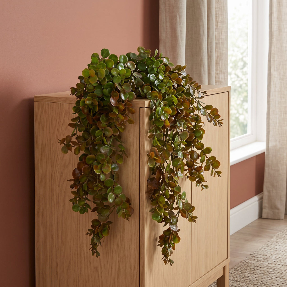 75cm Artificial Trailing Round Leaf Plant - Autumn Green & Bronze