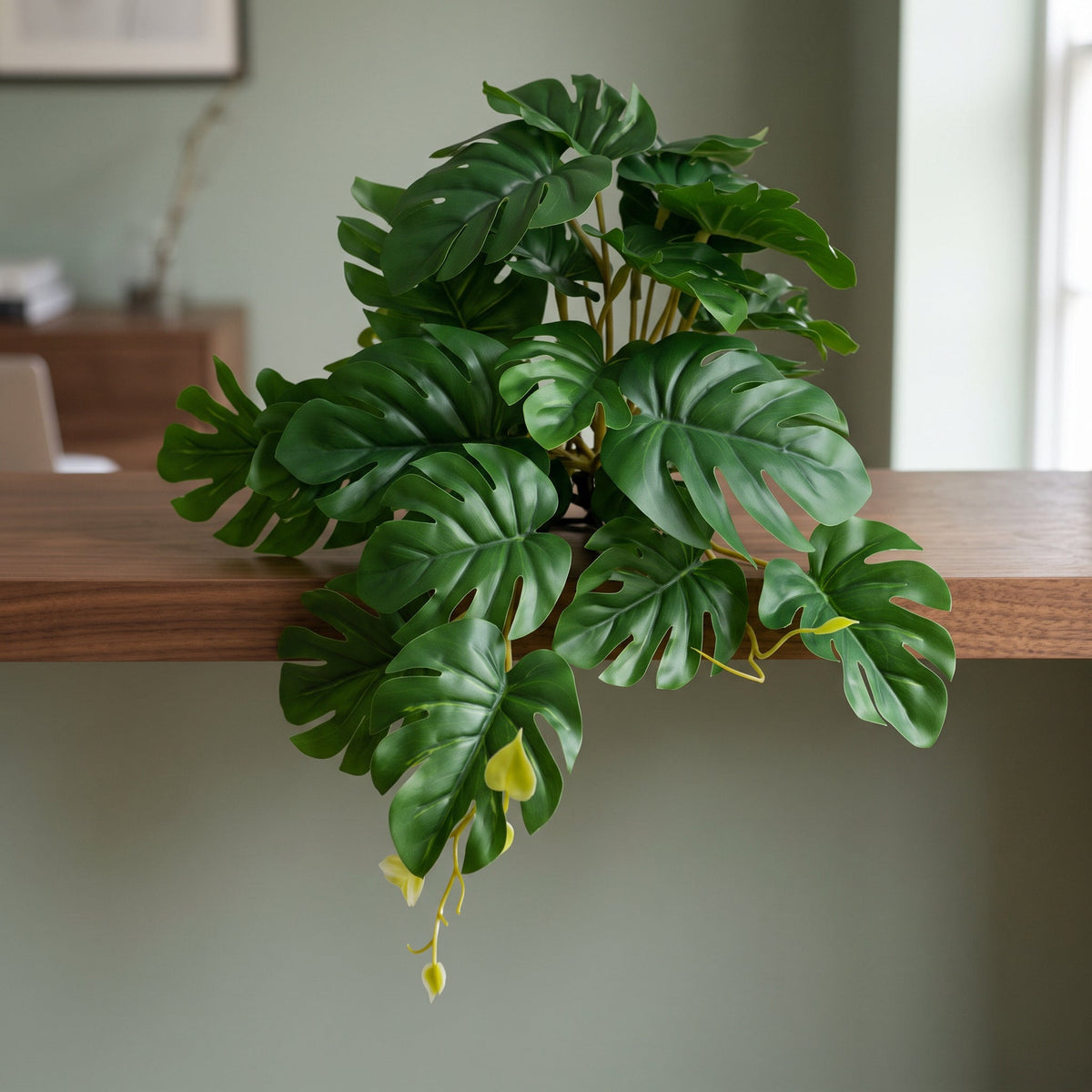 25cm Realistic Artificial Monstera Stem Plant - Dark Green