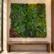 100cm Artificial Tropical Mixed Green Wall Panel with Monstera and Fern Foliage