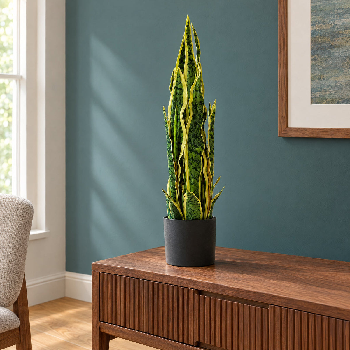 55cm Artificial Sansevieria Yellow Green Indoor Plant