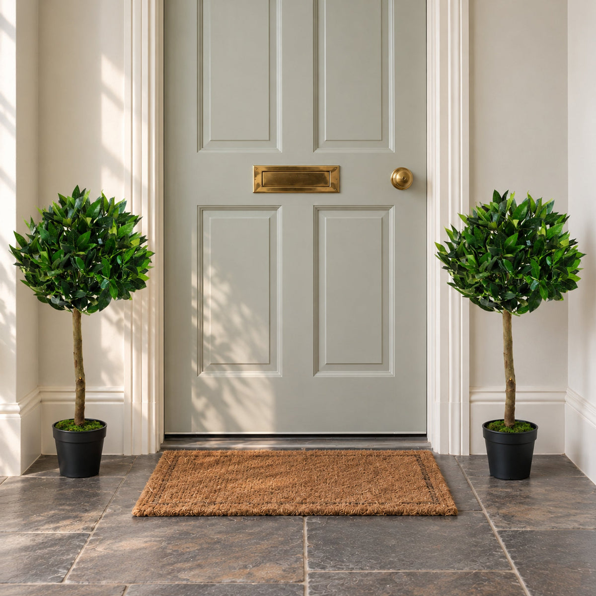 Artificial Bay Laurel Ball Topiary Tree - Straight Natural Trunk