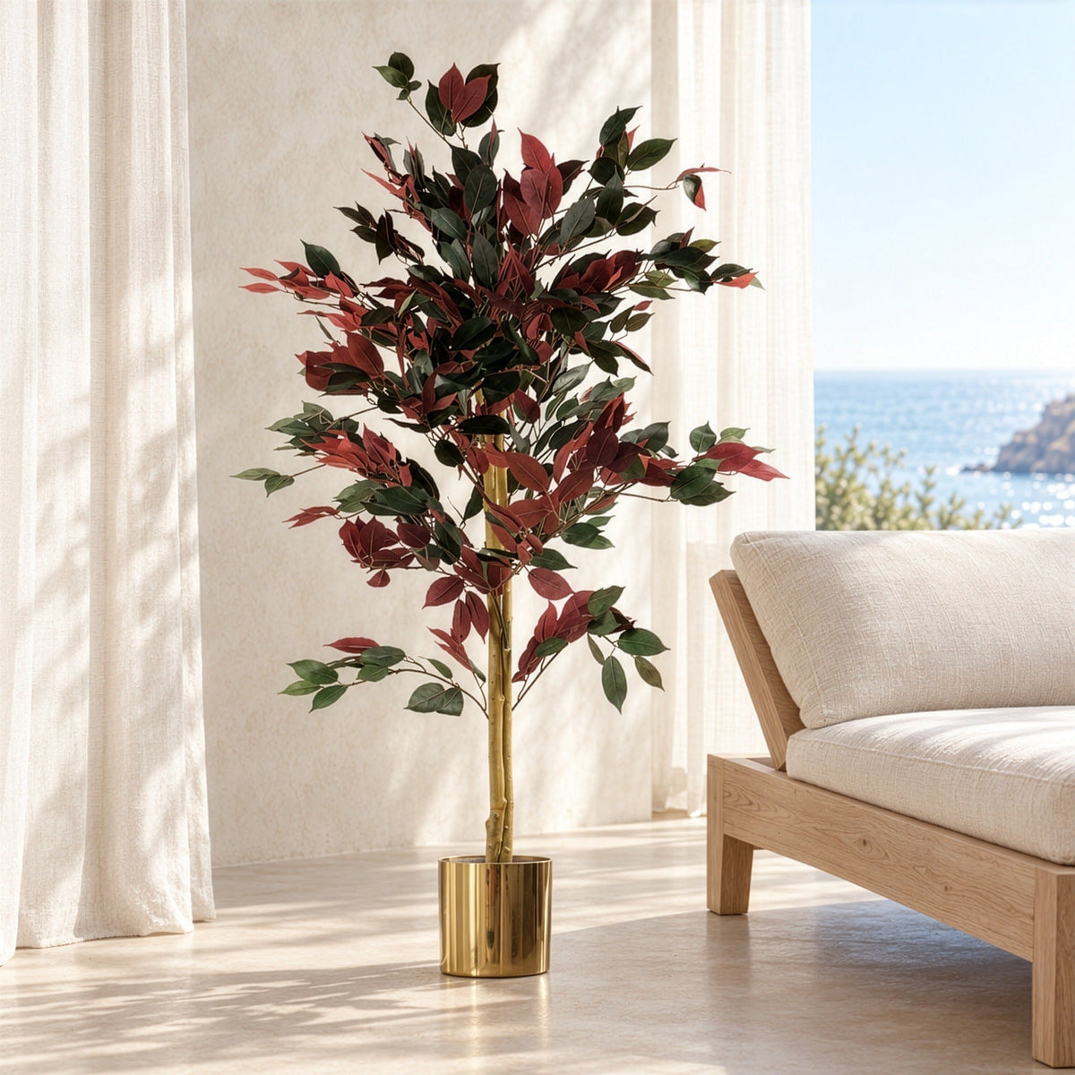 120cm Artificial Capensia Red Ficus Tree - Extra Large