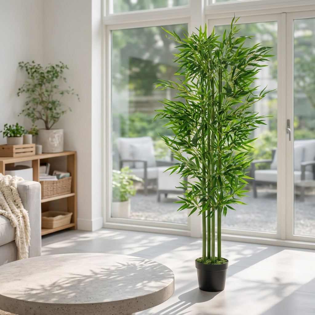 120cm (4ft) Fat Leaf Artificial Bamboo Plants Trees - XL – image 3