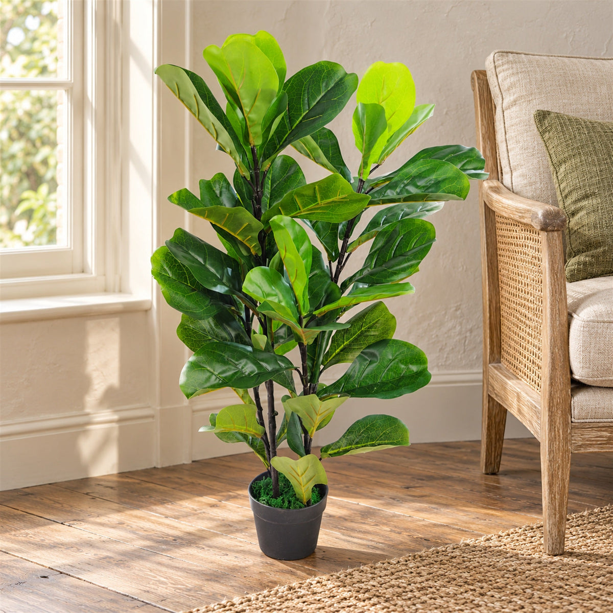 90cm (3ft) Large Artificial Fiddle Fig Tree Ficus Lyrata Plant