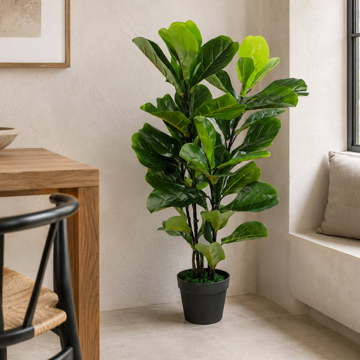 90cm (3ft) Large Artificial Fiddle Fig Tree Ficus Lyrata Plant – image 2