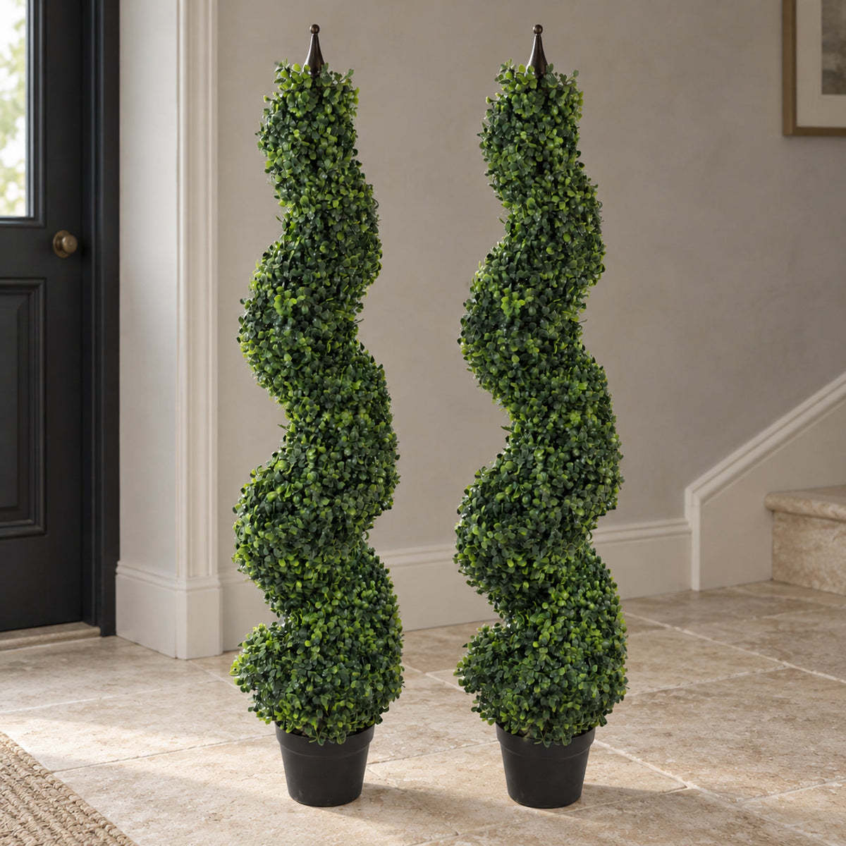 90cm Artificial Boxwood Tower Topiary Tree - Spiral Decorative Top