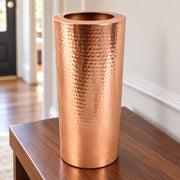 Leaf Metal Vase Large 15 x 30cm High Hammered Antique Copper Colour