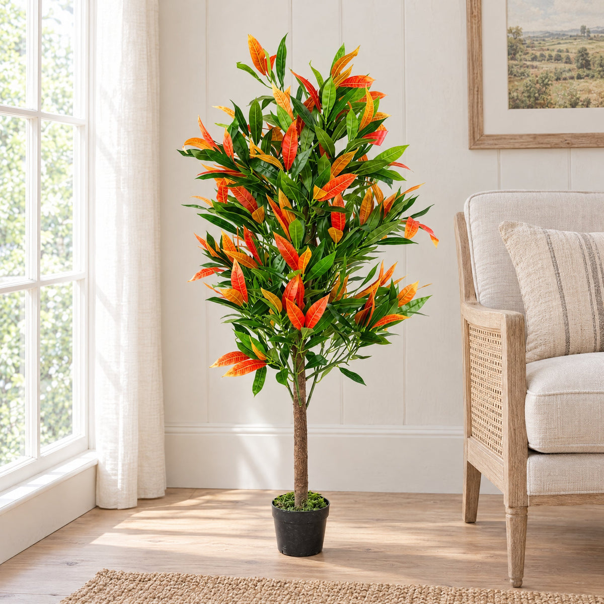 130cm Artificial Red & Green Ficus Tree