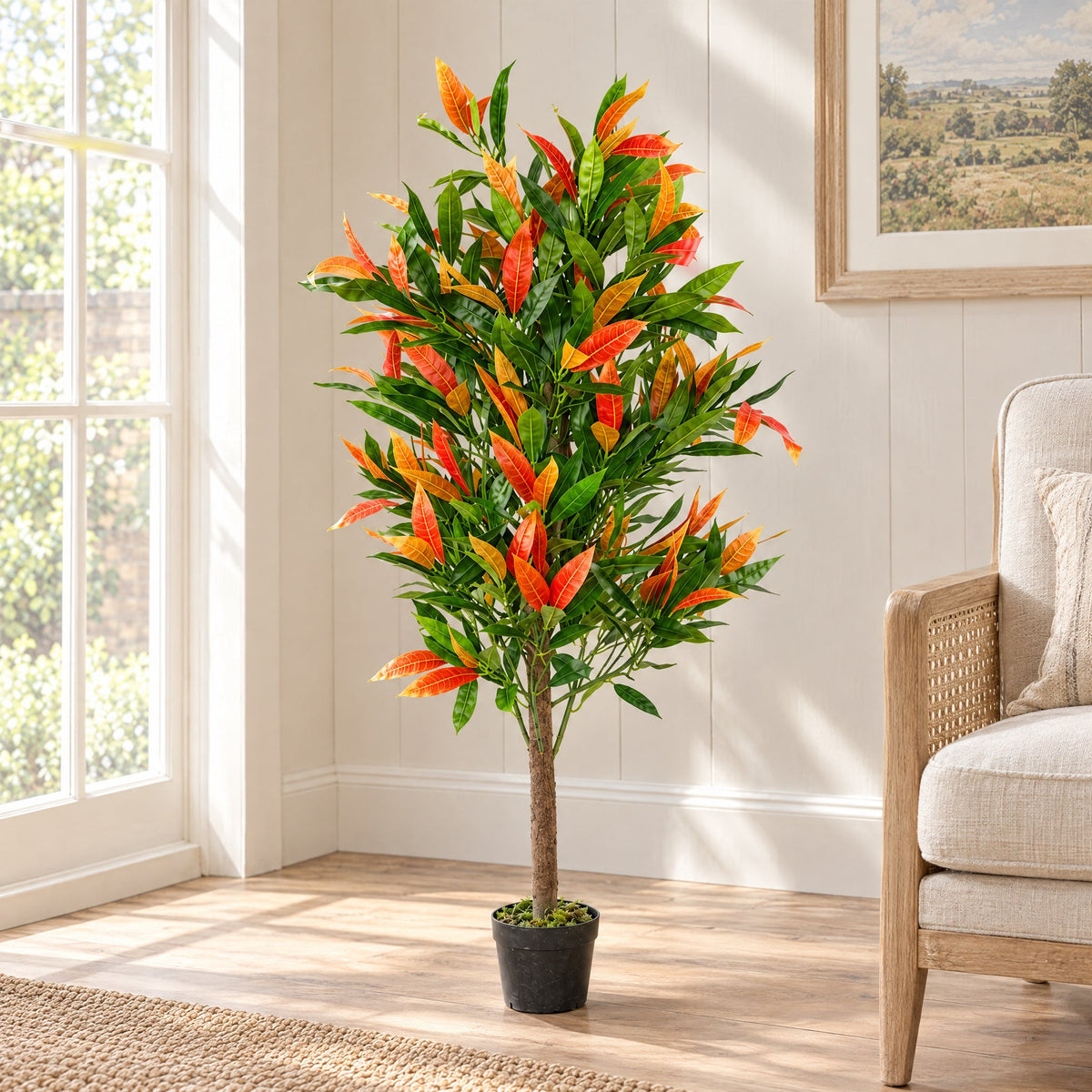 130cm Artificial Red & Green Ficus Tree