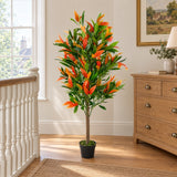 130cm Artificial Red & Green Ficus Tree