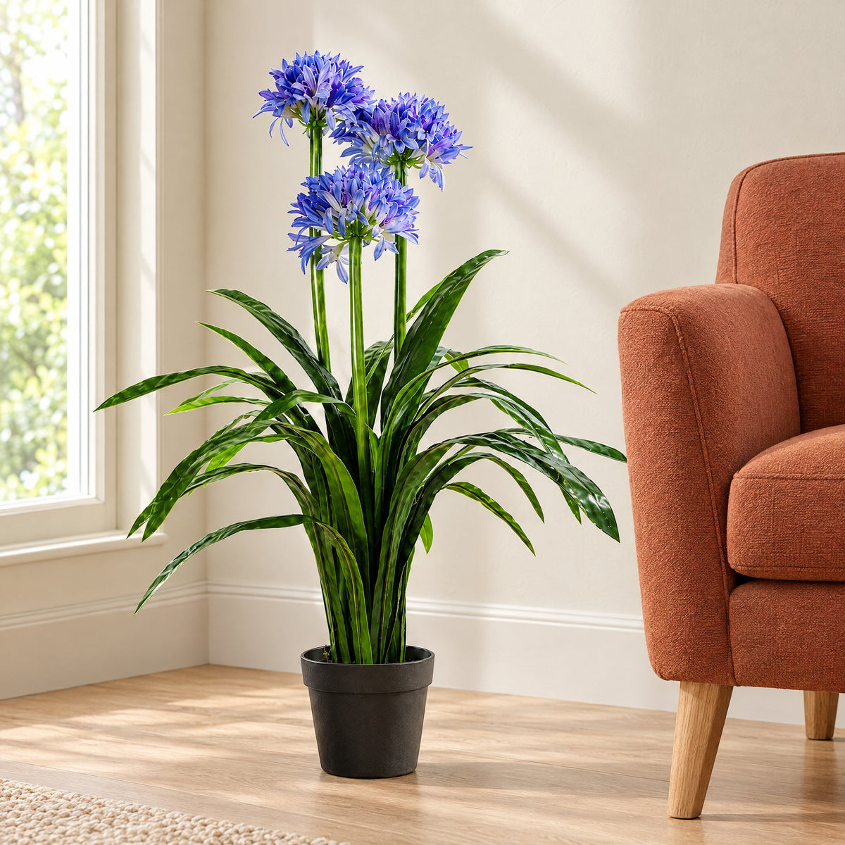 90cm Premium Artificial Agapanthus with pot BLUE