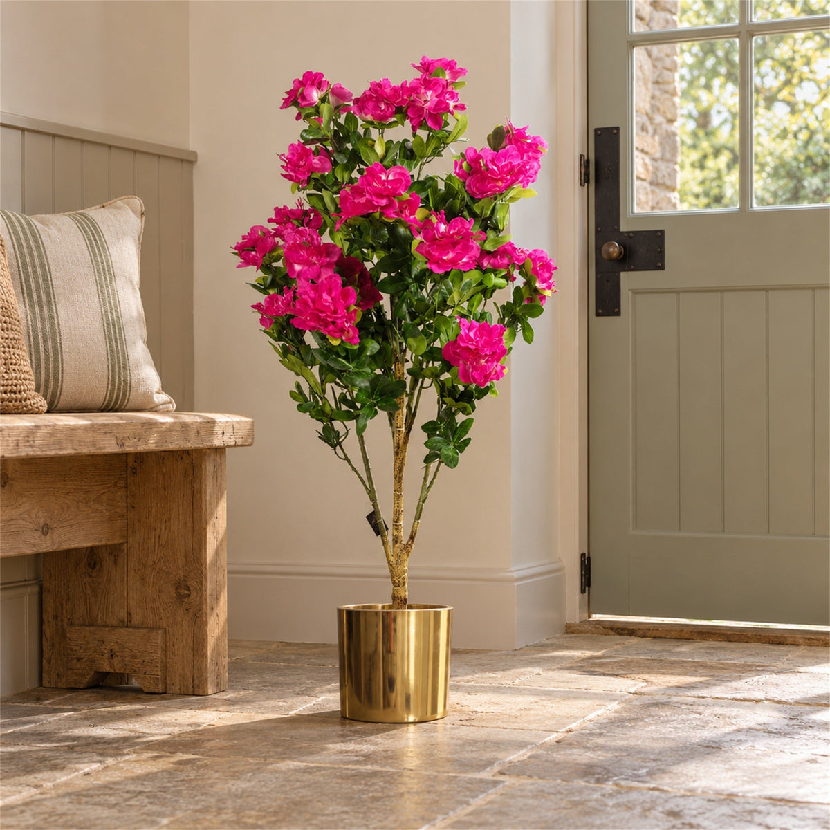 100cm Premium Artificial Azalea Pink Flowers Potted Plant
