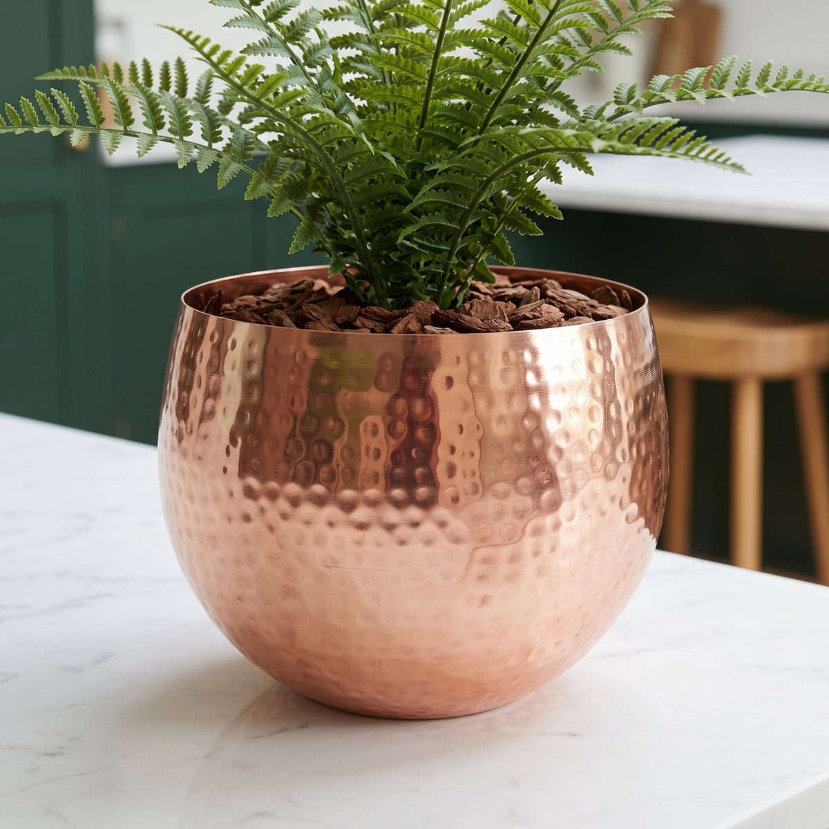 Leaf Large Metal Planter Hammered Handmade - Straight Edge