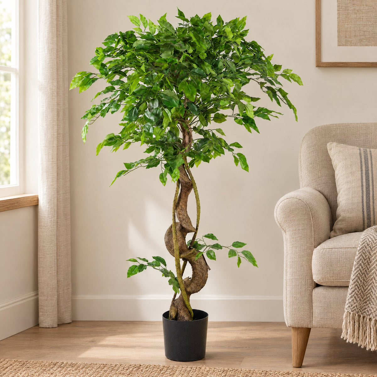 120cm Twisted Trunk Artificial Japanese Fruticosa Style Ficus Tree