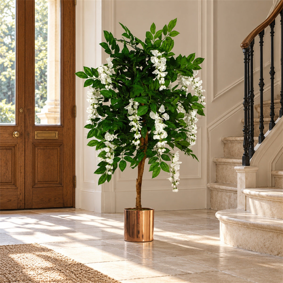 130cm Luxury Artificial Wisteria Tree White Flowers - Premium Range