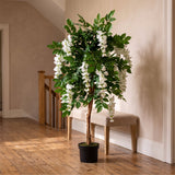 130cm Luxury Artificial Wisteria Tree White Flowers - Premium Range