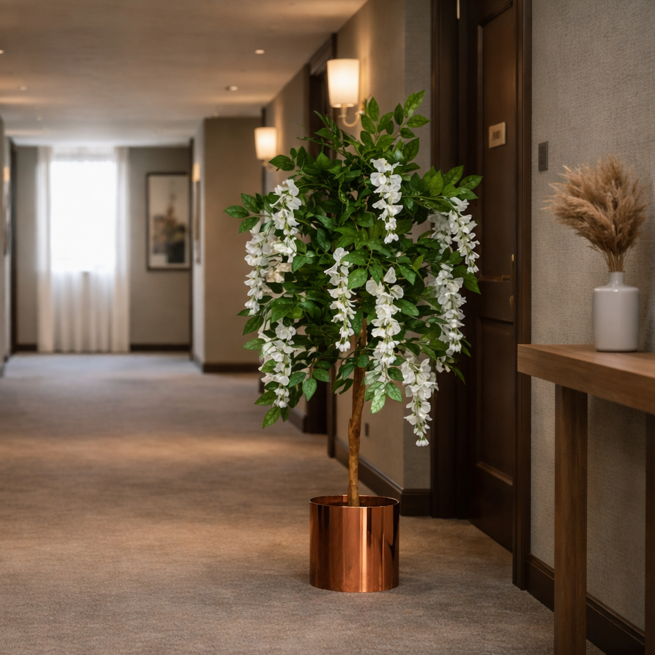 130cm Luxury Artificial Wisteria Tree White Flowers - Premium Range – image 2